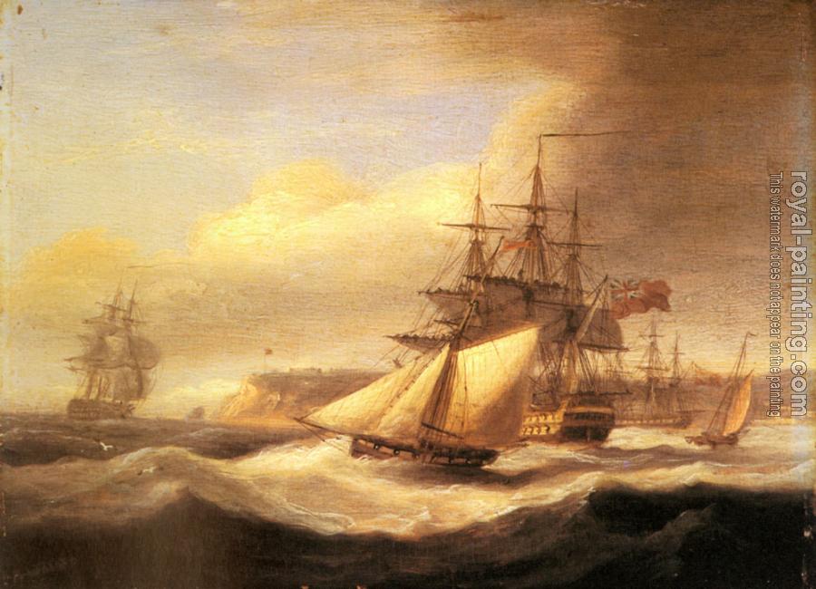 Thomas Luny : Naval ships setting sail